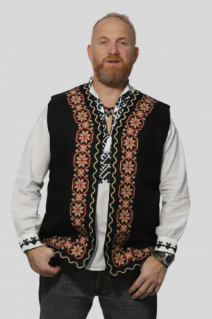 Vestă bărbați Matei broderie rosie [1]