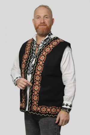 veste - Vestă bărbați Matei broderie rosie