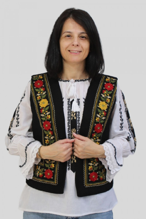 Vestă damă flori de toamnă mărimi mari - Vestă damă flori de toamnă