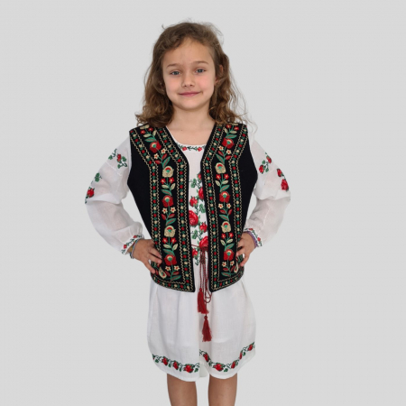 Copii - Vesta traditionala copii broderie flori