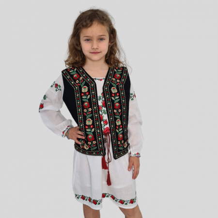 Vesta traditionala copii broderie flori [1]
