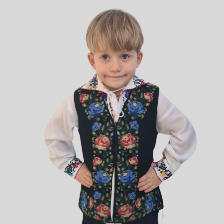 Vesta traditionala copii broderie trandafiri multicolori [5]