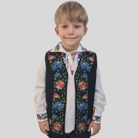Vesta traditionala copii broderie trandafiri multicolori [4]