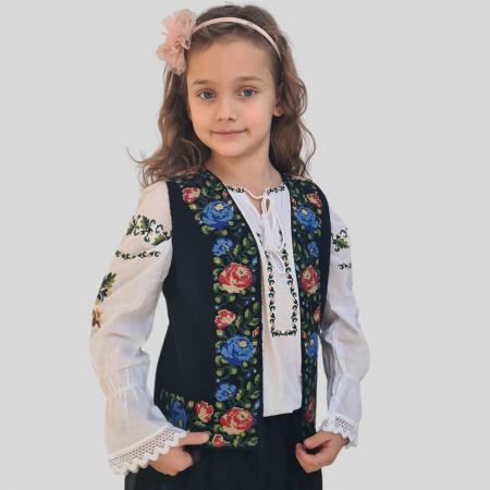 Vesta traditionala copii broderie trandafiri multicolori [2]