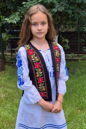 Vesta traditionala copii flori de toamna rosu [1]