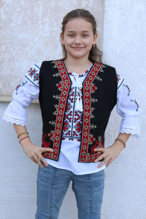 veste - Vesta traditionala copii Mavra broderie rosie
