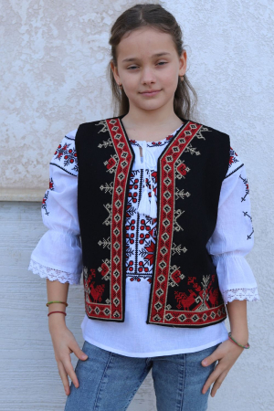 Vesta traditionala copii Mavra broderie rosie [3]