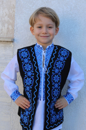 veste - Vesta traditionala copii Matei broderie albastra