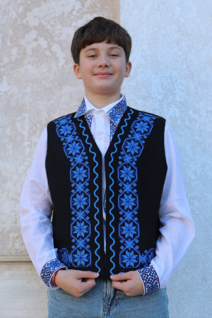 Vesta traditionala copii Matei broderie albastra [1]