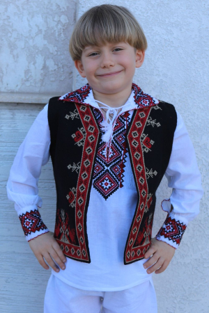 veste - Vesta traditionala copii Mavric broderie rosie