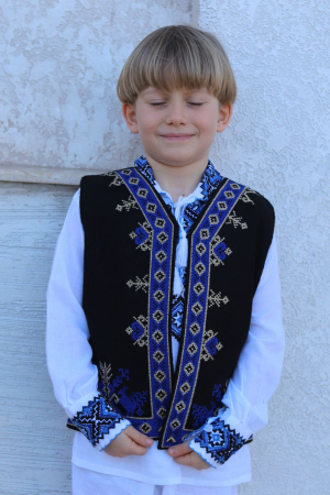 veste - Vesta traditionala copii Mavric broderie albastra