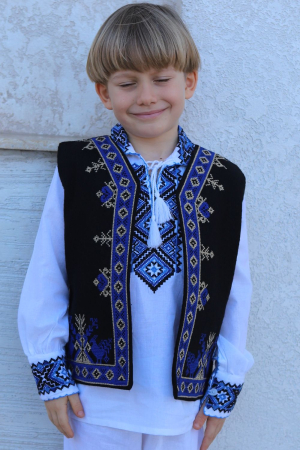 Vesta traditionala copii Mavric broderie albastra [1]