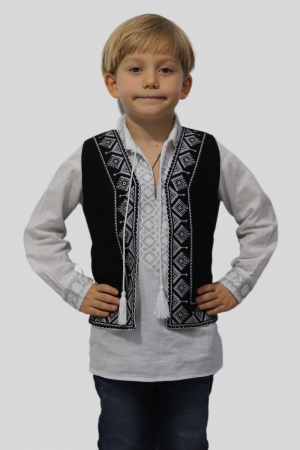 veste - Vesta traditionala motiv bradut broderie albă