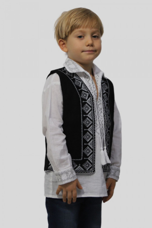 Vesta traditionala motiv bradut broderie albă [2]