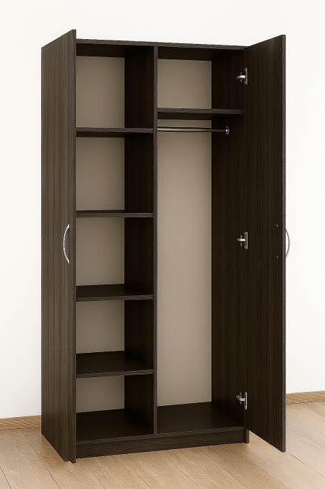 Dulap cu 2 Usi Max, 5 Polite si Bara de Haine, 200x100x50, Wenge [1]