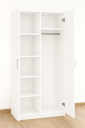 Dulap 2 usi - Dulap cu 2 Usi Max, 5 Polite si Bara de Haine, 200x100x50, Alb