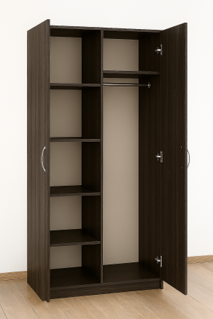 Dulap 2 usi - Dulap cu 2 Usi Max, 5 Polite si Bara de Haine, 200x100x50, Wenge