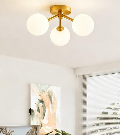 Lustra led cu 3 globuri sticla gold/ black [2]