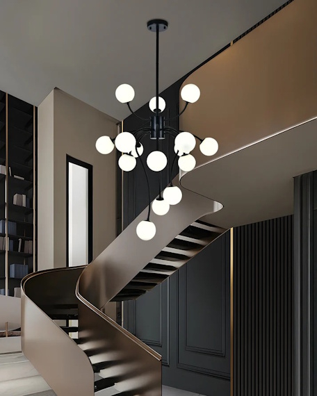 Lustra led eleganta 15 globuri Gold/ Black [2]