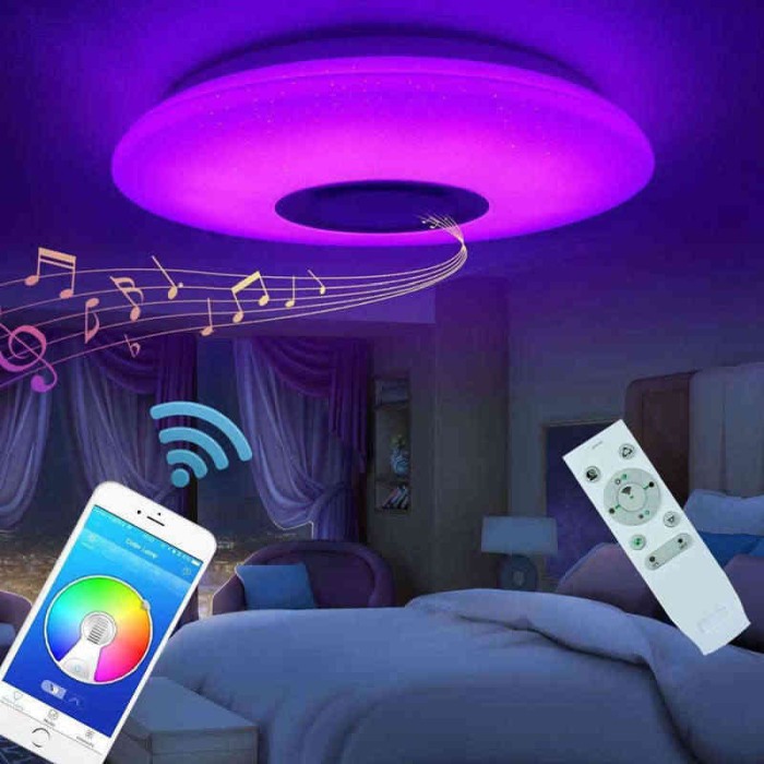 Plafoniera LED dimabila RGB cu difuzor bluetooth si telecomanda 24W [3]