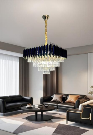 Lustra led Neagra - Candelabru led patrat Gold / Silver / Black