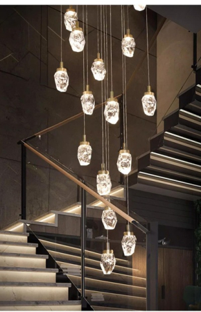 Lustra led hol, garaj sau balcon - Candelabru led elegant 5/9/15 corpuri Gold