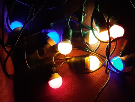 Ghirlande luminoase - Ghirlanda becuri led 2w colorate 10m 10 becuri E27 exterior interconectabil