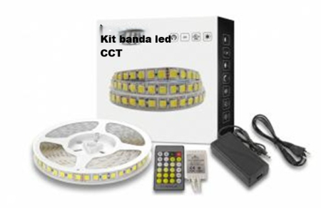 KIT BANDA LED ALB CCT INTERIOR CU TELECOMANDA 5m 8w/m