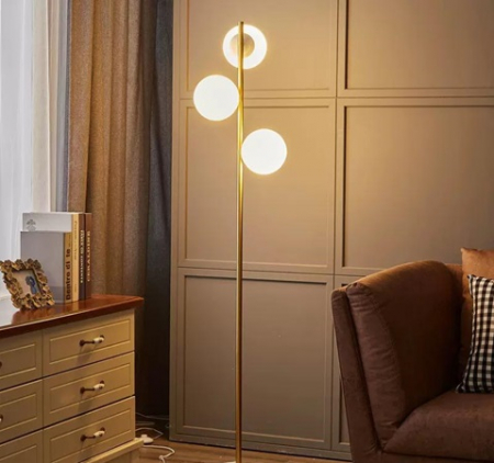 Lustra globuri - Lampadar led 3 globuri Gold/ Black