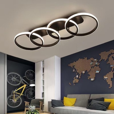 Lustra led Neagra - LUSTRA LED 4 Cercuri DIMABILA CU TELECOMANDA 3 FUNCTII 80W