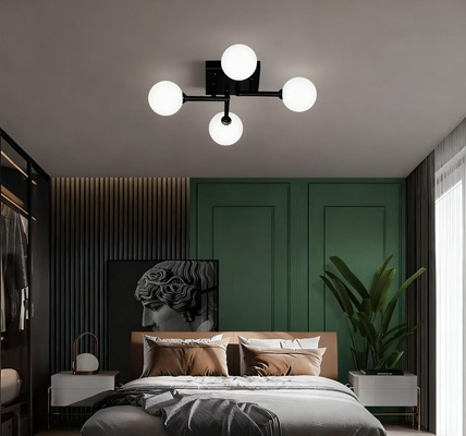 Lustra led sub 150ron - Lustra led 4 globuri Gold/ Black