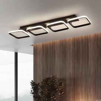 Lustra led Neagra - LUSTRA LED 4 PATRATE 80W DIMABILA CU TELECOMANDA 3 FUNCTII