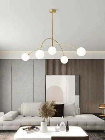 Lustra led hol, garaj sau balcon - Lustra led asimetrica 5 globuri Crom/ Gold/ Black
