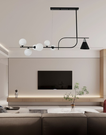Lustra led hol, garaj sau balcon - Lustra led black 6globuri +1 spot