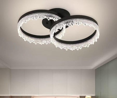 Lustra led sub 300ron - Lustra led cu telecomanda 2 cercuri Cristal