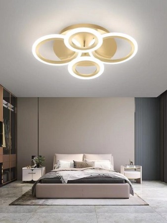 Lustra led Aurie - Lustra led cu telecomanda aurie 80w