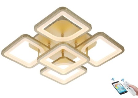 Lustra led Aurie - Lustra led dimabila 108w cu telecomanda 3 functii aurie