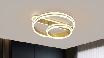 Lustra Led de la 101w la 179w - Lustra led dimabila 140w cu telecomanda 3 functii Aurie - Cristal