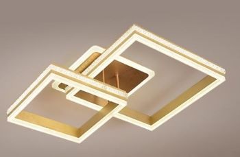 Lustra Led de la 101w la 179w - Lustra led dimabila 160w cu telecomanda 3 functii Aurie cu cristale
