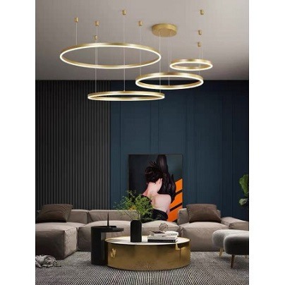 Lustra led dimabila 180w cu telecomanda 3 functii Aurie