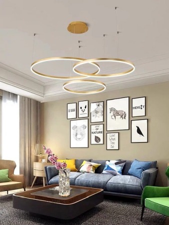 Corp led suspendat - Lustra led dimabila 204w cu telecomanda 3 functii Aurie