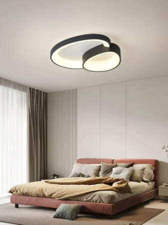 Lustra led living, dormitor sau bucatarie - Lustra led dimabila cu telecomanda 146w  Asimetrica Black