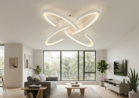 Lustra led sub 150ron - lustra led dimabila cu telecomanda Alba /Neagra 3,4,5 Orbite