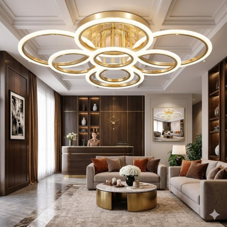 Lustra led hol, garaj sau balcon - Lustra led dimabila Gold 208w