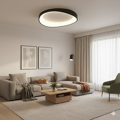 Lustre ieftine - Lustra led dimabila Neagra cu telecomanda 124w