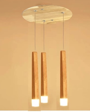 Lustra vintage - Lustra led lemn 3 pendule 15w