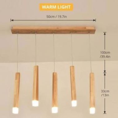 Lustra vintage - Lustra led lemn 5 pendule 25w