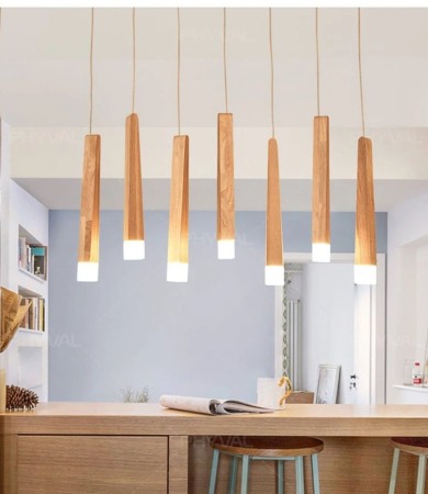 Lustra vintage - Lustra led lemn 7 pendule 35w