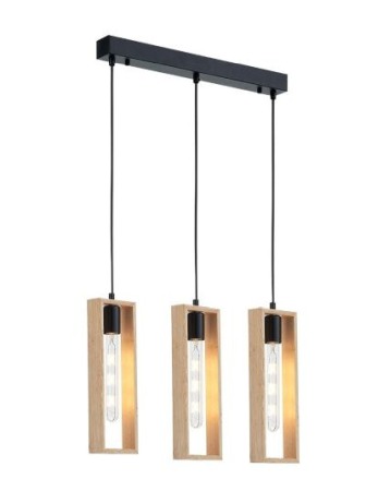 Lustra vintage - Lustra lemn 3 pendule E27