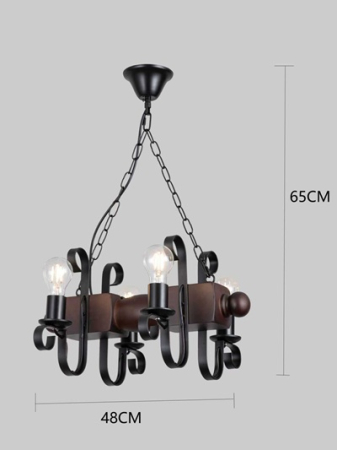 Lustra vintage - Lustra rustica lemn e27x 6/4